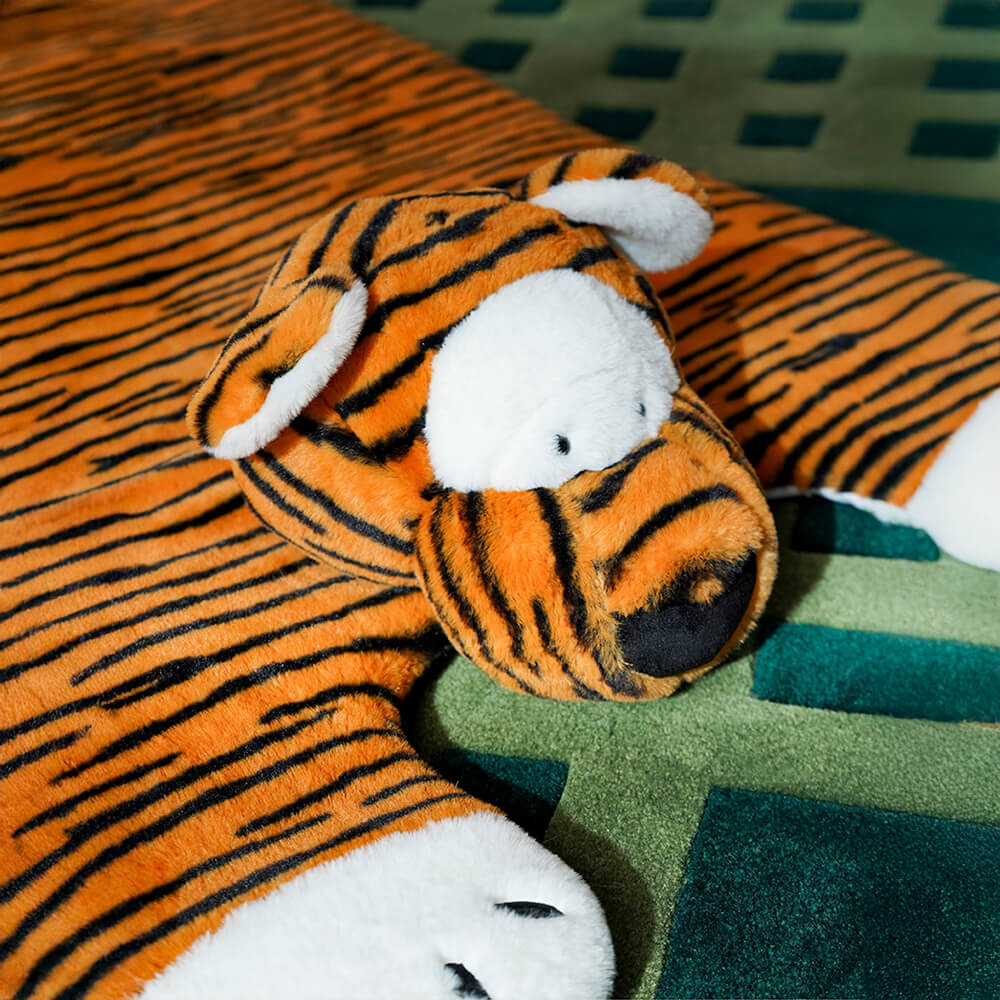 Tiger Shaped Plush Mat Cozy Stylish for Pets and Humans