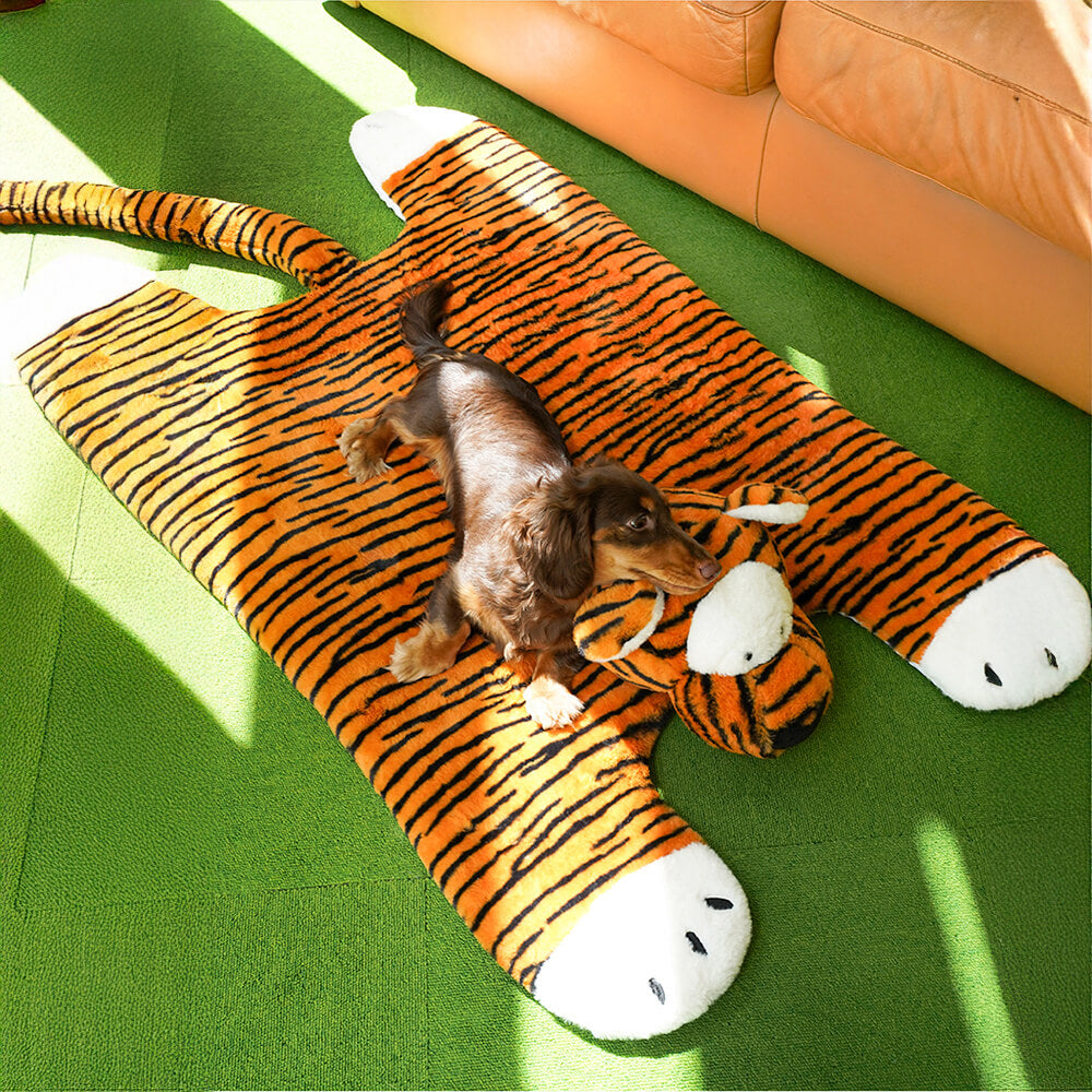 Tiger Shaped Plush Mat Cozy Stylish for Pets and Humans