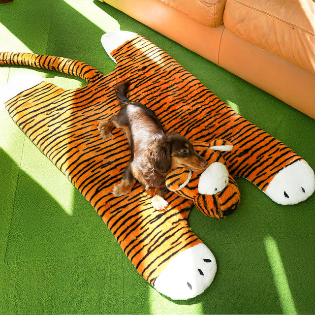 Tiger Shaped Plush Mat Cozy Stylish for Pets and Humans