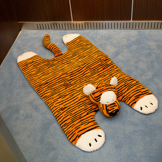 Tiger Shaped Plush Mat Cozy Stylish for Pets and Humans