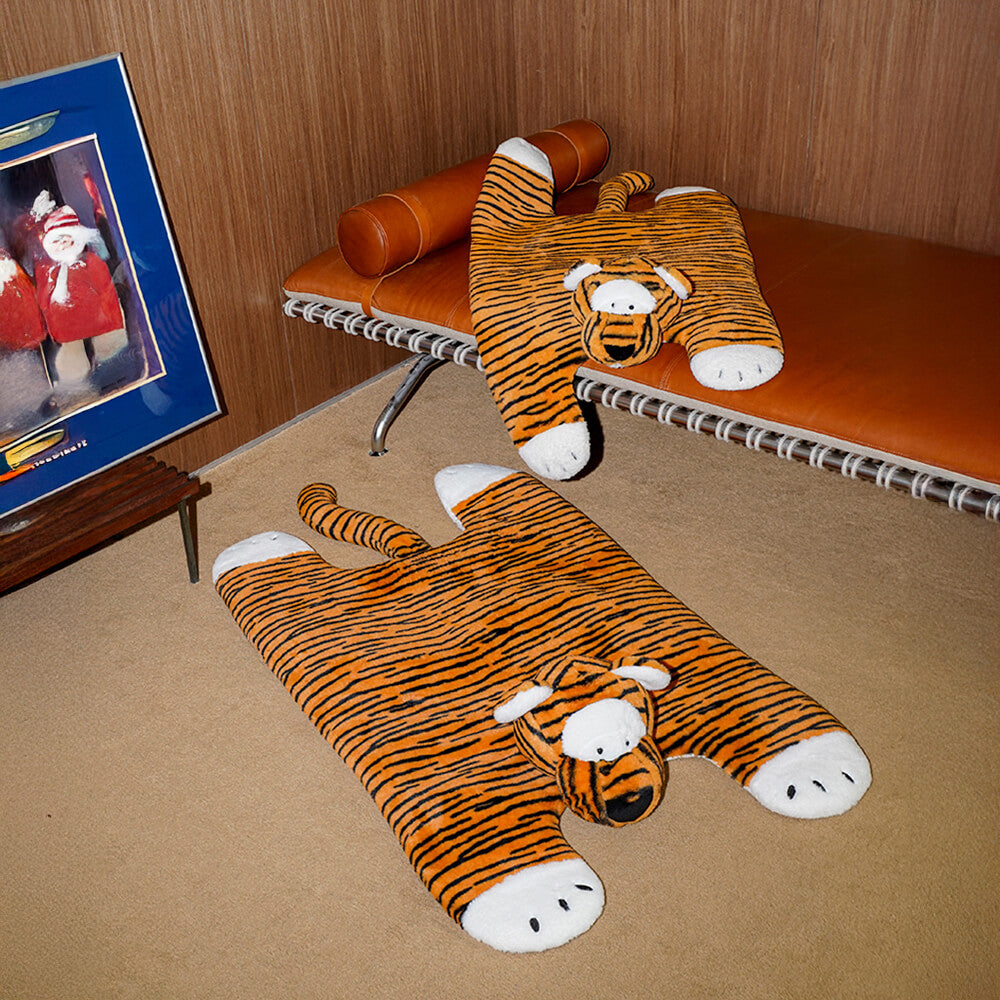 Tiger Shaped Plush Mat Cozy Stylish for Pets and Humans