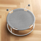 Round Breathable Moisture-Proof Warm Mesh Cat Bed with Pom-Poms