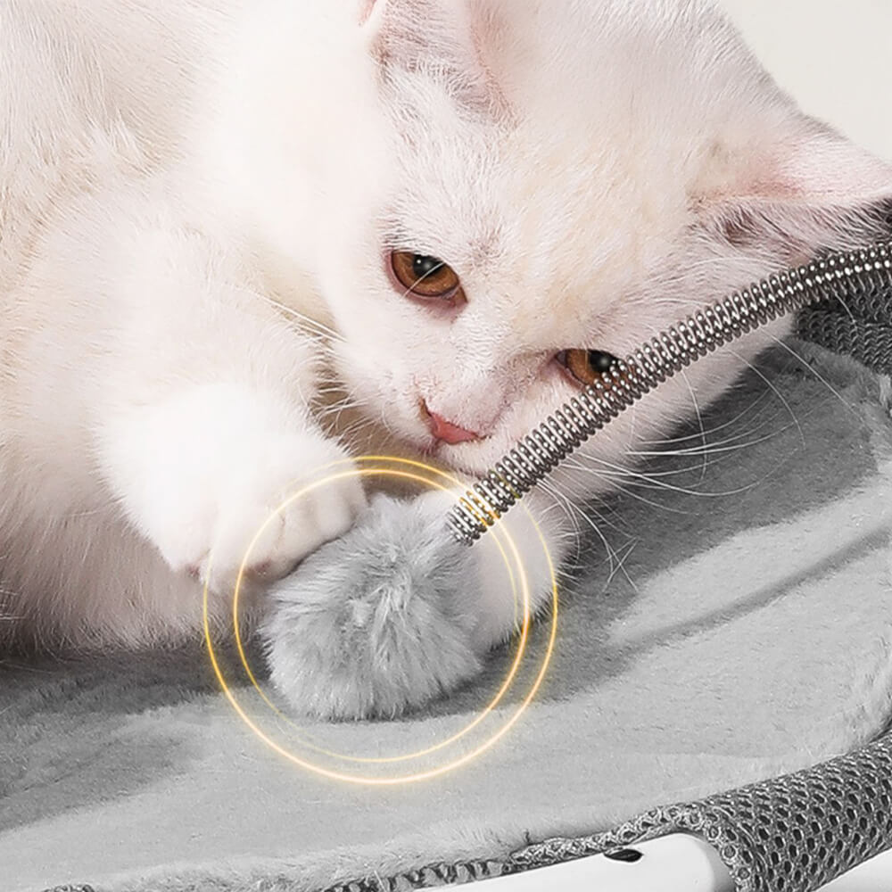 Round Breathable Moisture-Proof Warm Mesh Cat Bed with Pom-Poms
