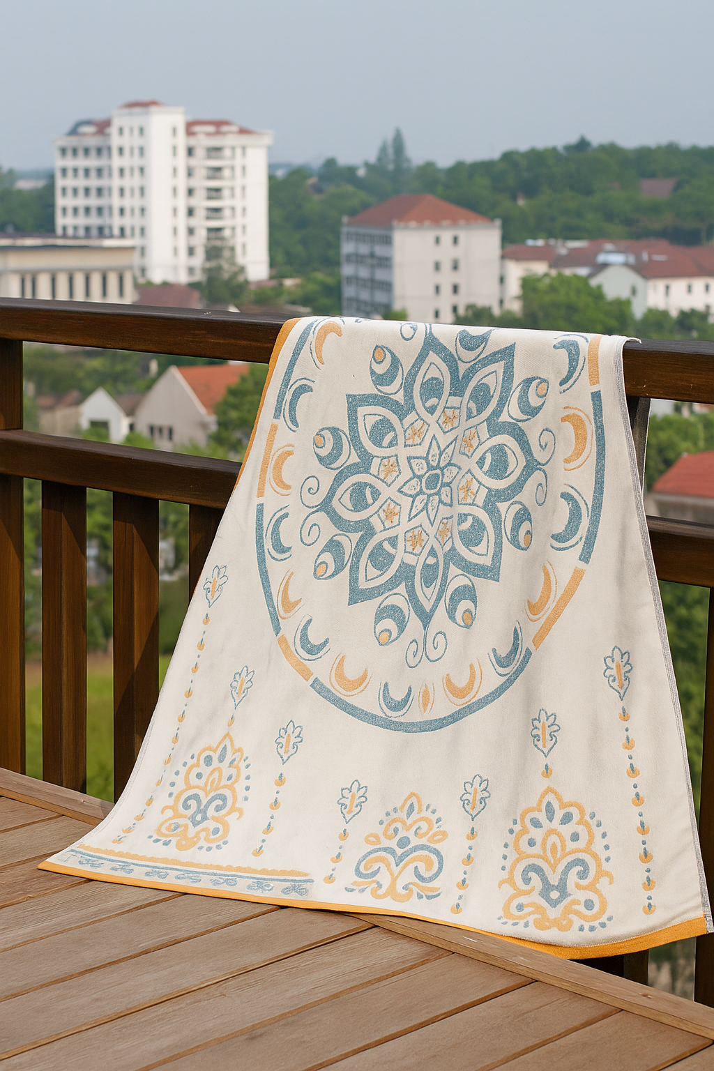 Flower Print Jacquard Cotton Bath Towel 70x140cm