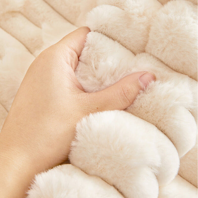 Fluffy Plush Striped Furniture Protector Couch Cover - Non-Slip