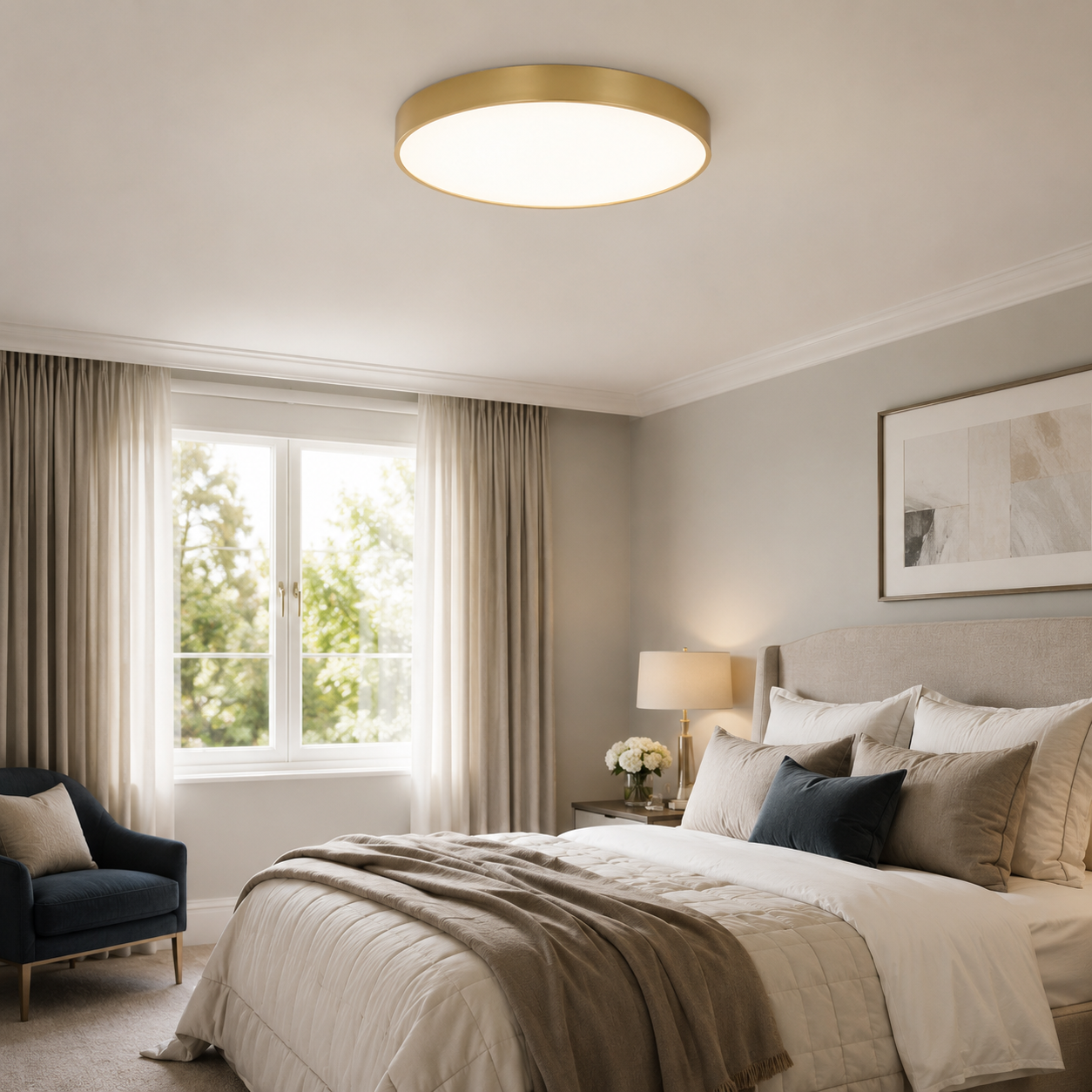 Ultra-Thin Gold LED Ceiling Light, Modern Round Flush Mount