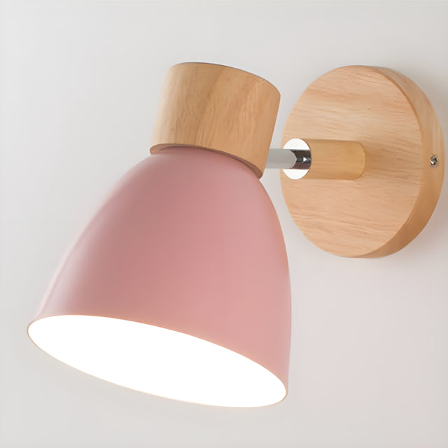 Wooden Nordic Wall Lamp with Switch for Cozy Bedroom