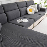 Fully Wrapped Herringbone Couch Cover in Durable Chenille