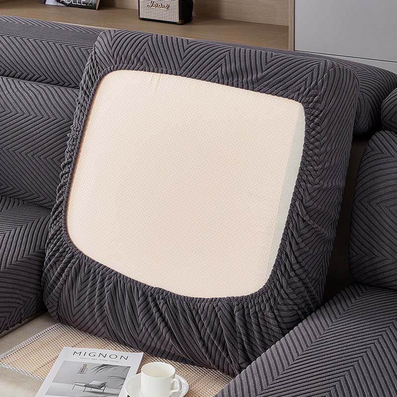 Fully Wrapped Herringbone Couch Cover in Durable Chenille