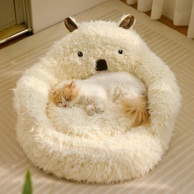 Alpaca-Shaped Pet Bed Ultra-Soft Warm Supportive Design