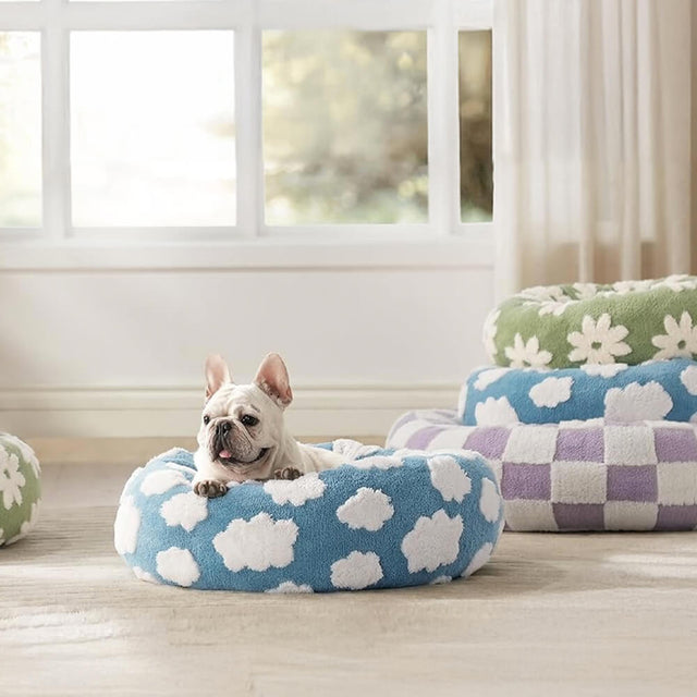 Elegance Floral Checkerboard Orthopedic Pet Bed Cozy Stylish