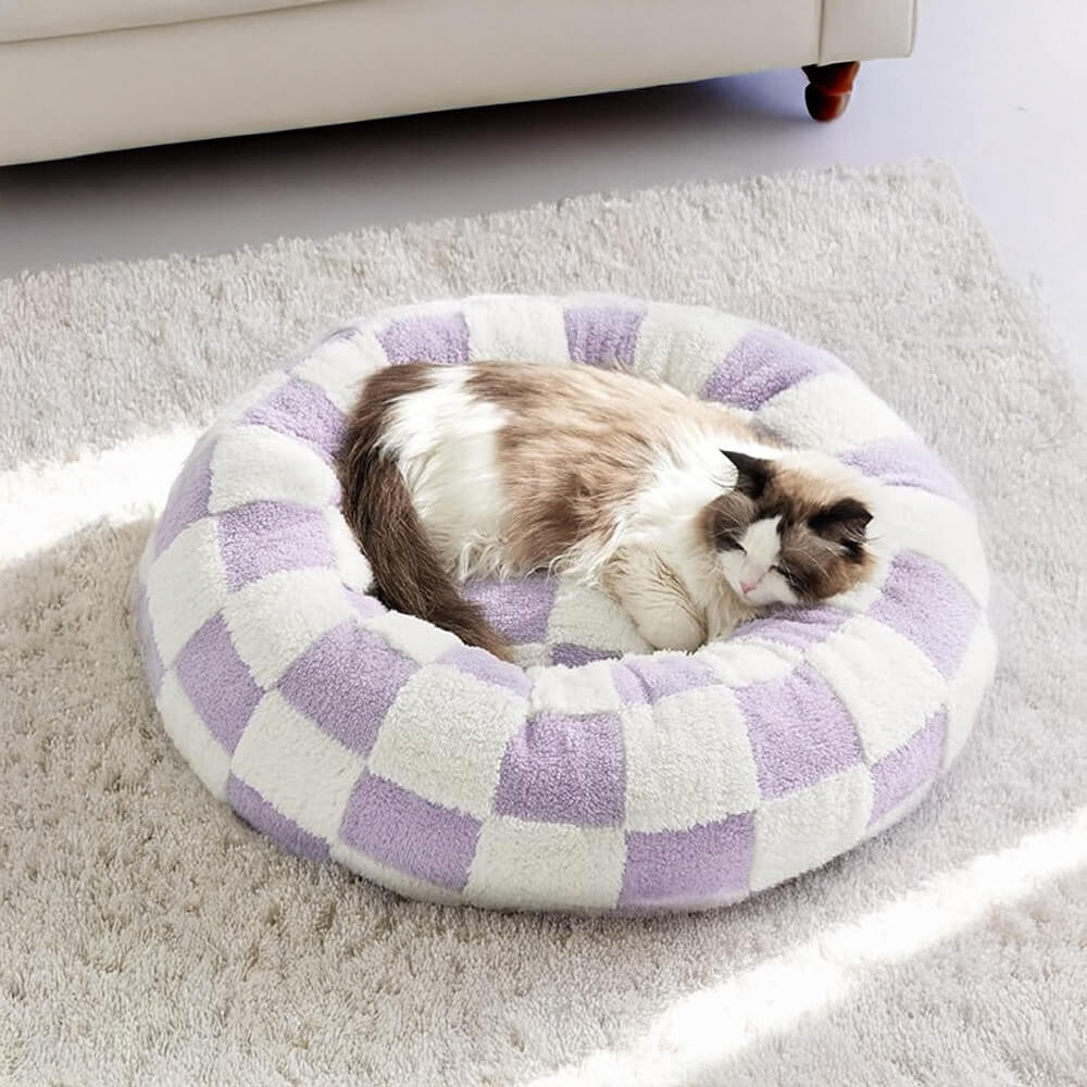 Elegance Floral Checkerboard Orthopedic Pet Bed Cozy Stylish