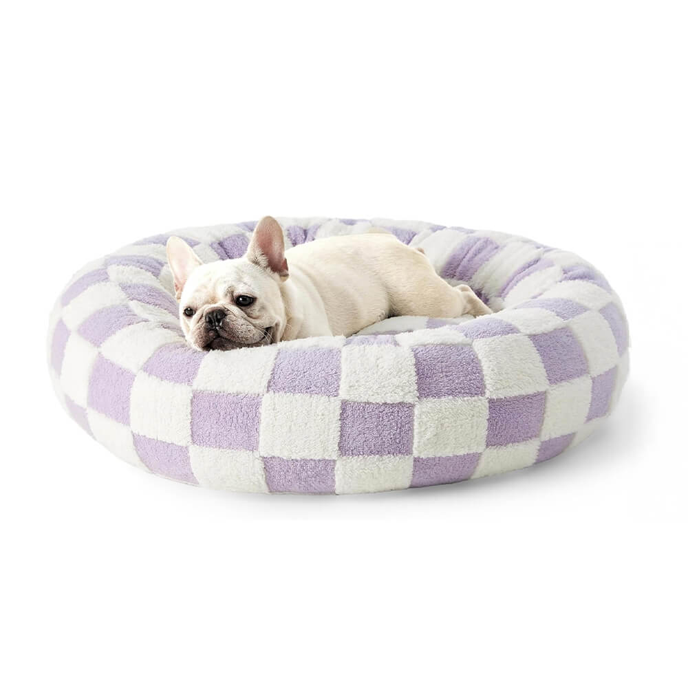 Elegance Floral Checkerboard Orthopedic Pet Bed Cozy Stylish