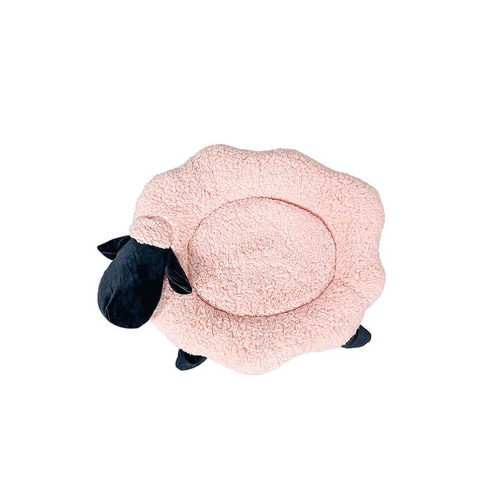 Sheep-Shaped Plush Pet Bed Cozy Playful Ultra-Soft Cotton Velvet
