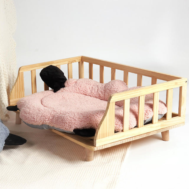 Sheep-Shaped Plush Pet Bed Cozy Playful Ultra-Soft Cotton Velvet
