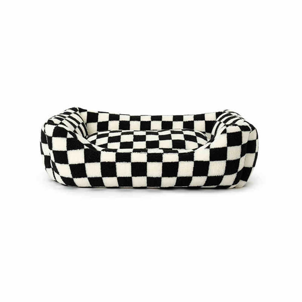 Checkerboard Cozy Pet Bed Warmth Style Comfort Soft Fabric