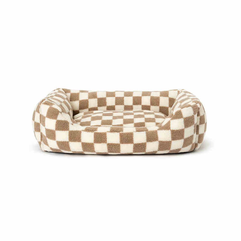 Checkerboard Cozy Pet Bed Warmth Style Comfort Soft Fabric