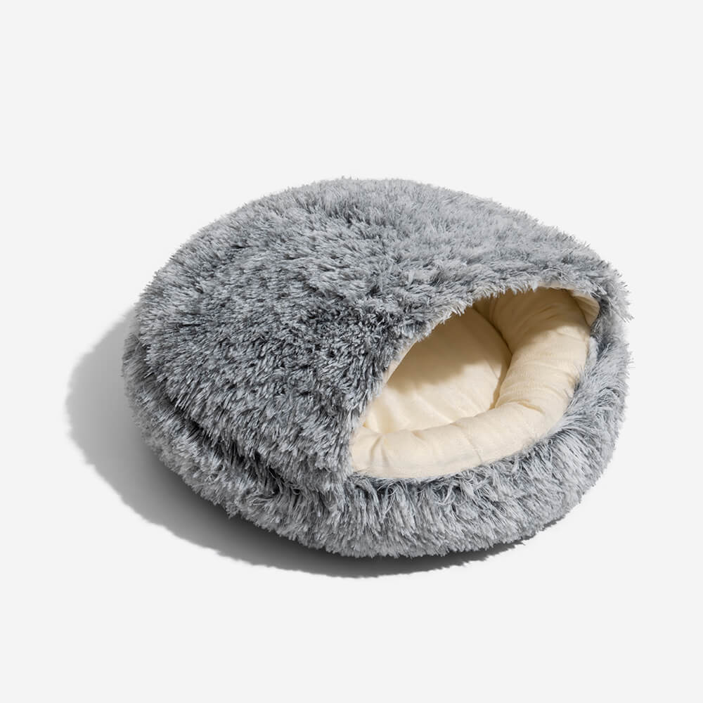 Cozy & Secure Semi-Enclosed Pet Bed Soft Cotton Fabric
