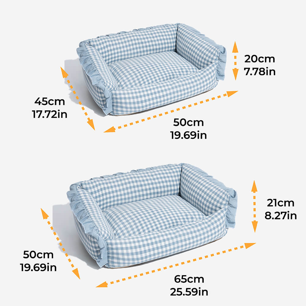 Soft Cotton Plaid Pet Bed Cozy Breathable Easy to Clean