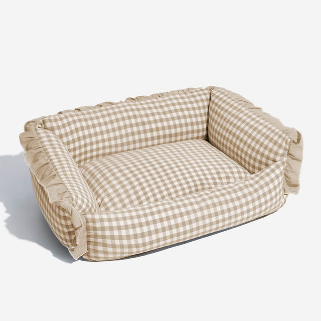 Soft Cotton Plaid Pet Bed Cozy Breathable Easy to Clean