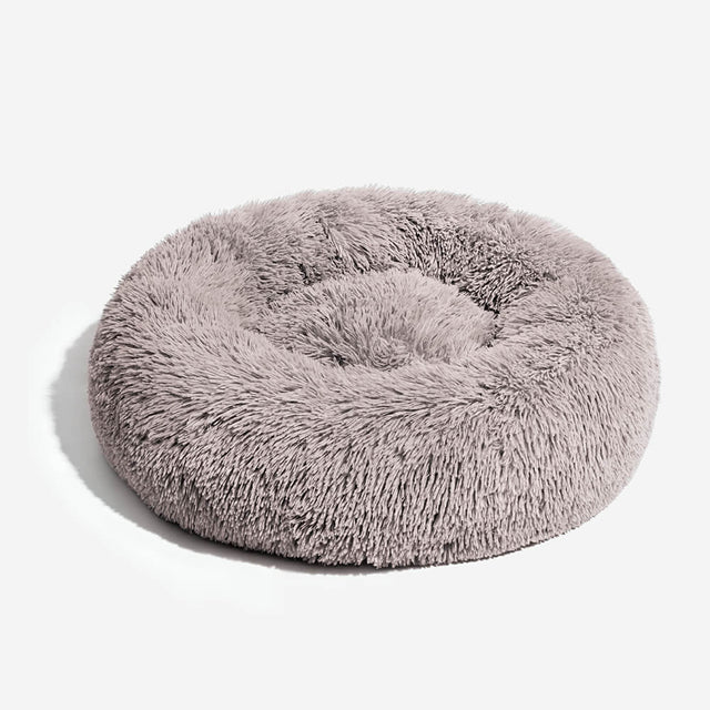 Round Fluffy Dog Bed Soft Nylon Faux Fur Removable Cover