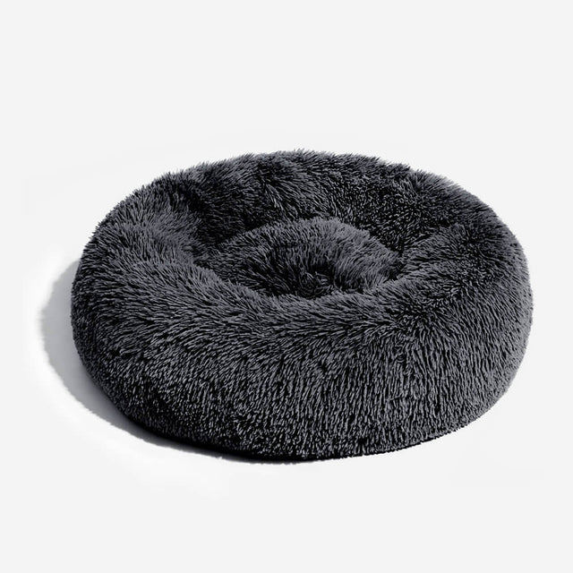 Round Fluffy Dog Bed Soft Nylon Faux Fur Removable Cover