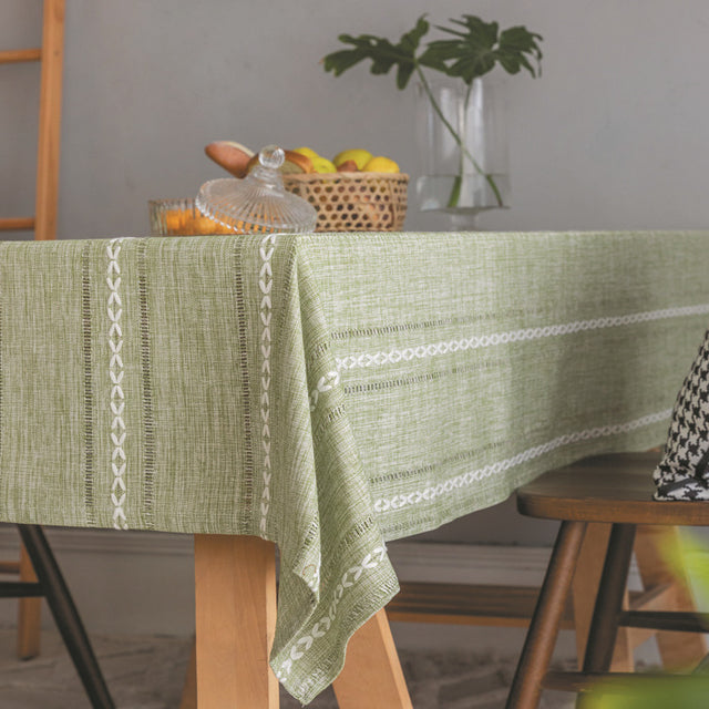 Cotton Linen Stripe Tablecloth – Dust-Proof & Stain Resistant