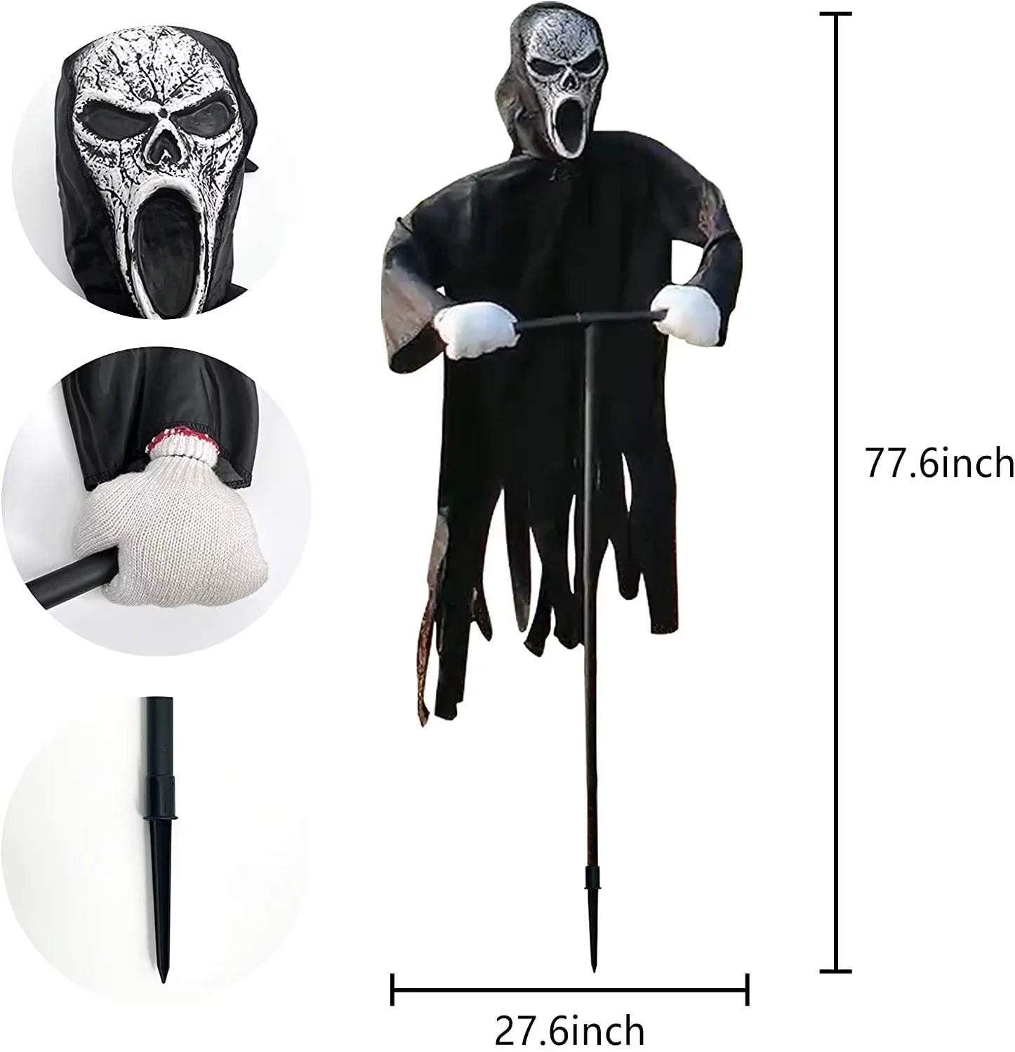 Garden Ghostface Scarecrow Halloween Decoration – Scary Outdoor Hanging Decor for Yard and Patio, 70 x 40 cm Iron Design 3