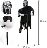 Garden Ghostface Scarecrow Halloween Decoration – Scary Outdoor Hanging Decor for Yard and Patio, 70 x 40 cm Iron Design 3
