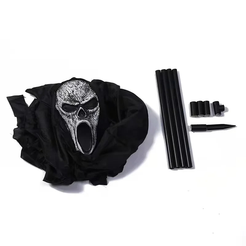 Garden Ghostface Scarecrow Halloween Decoration – Scary Outdoor Hanging Decor for Yard and Patio, 70 x 40 cm Iron Design 4