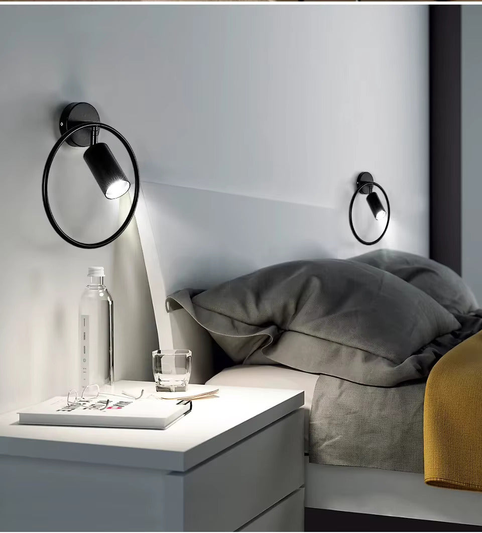 Design Circle Wall Bedside Lamp in Bronze or Black