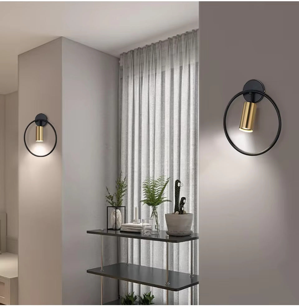 Design Circle Wall Bedside Lamp in Bronze or Black