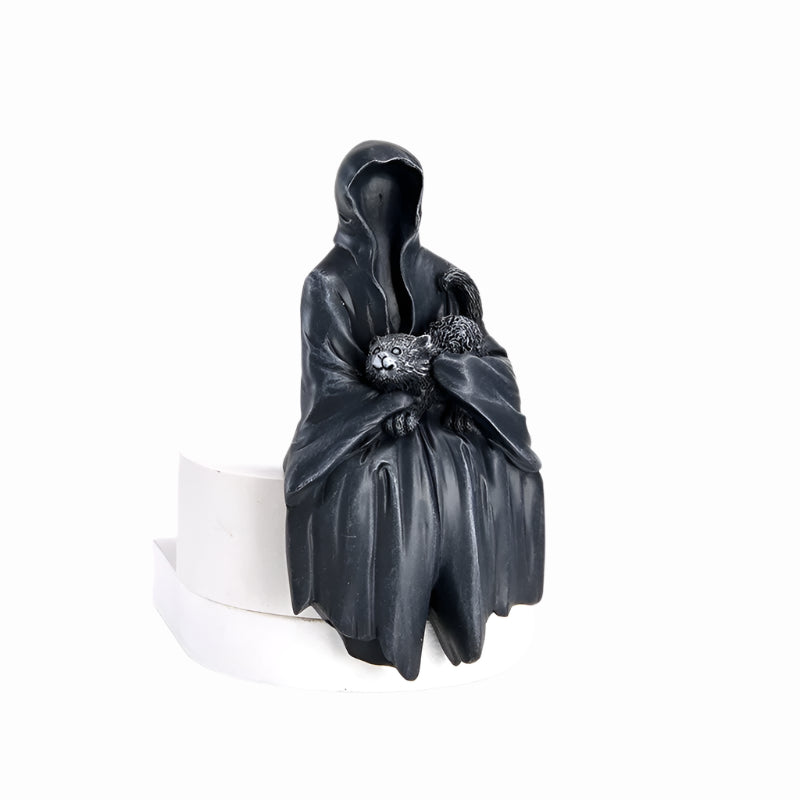 Gothic Black Robe Faceless Ghost Ornament – Durable Resin Halloween Decoration for Home and Car 5