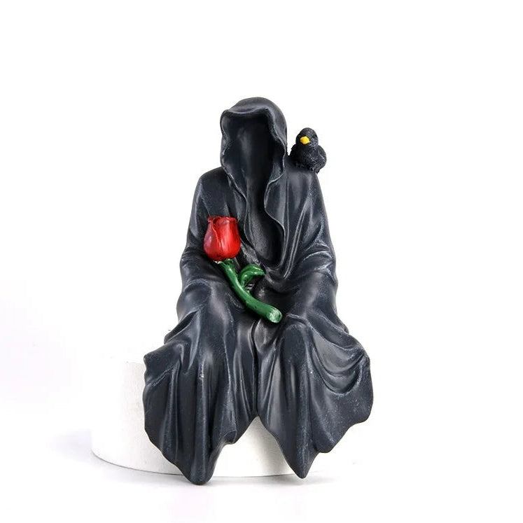 Gothic Black Robe Faceless Ghost Ornament – Durable Resin Halloween Decoration for Home and Car 7