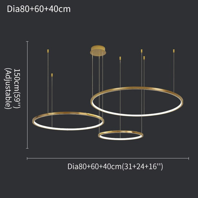 Coterie LED Chandelier – Minimalist Pendant Light in Brushed Titanium & Gold