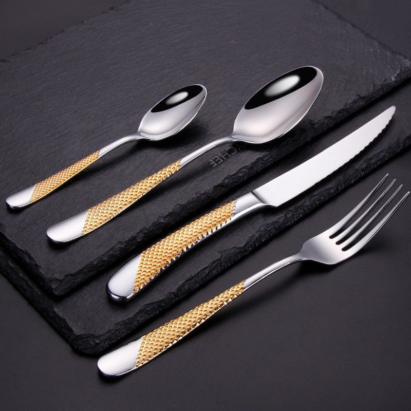  Ferran Diagonal Textured Stainless Steel Cutlery Set-3