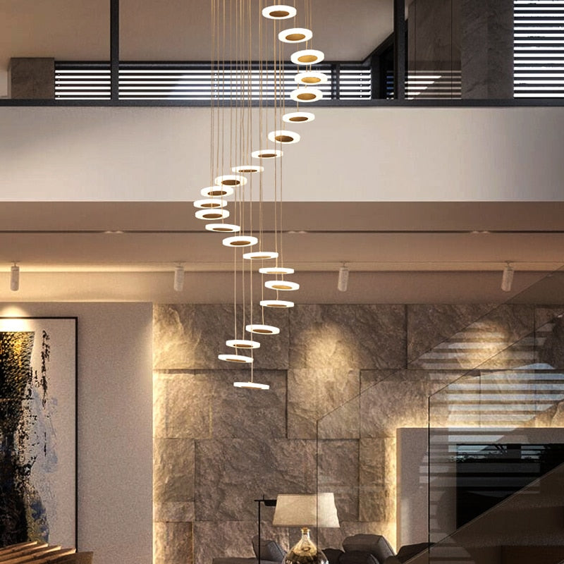 Troglodyte Chandelier – Nordic LED Pendant Light with Rotating Design | Adjustable Height