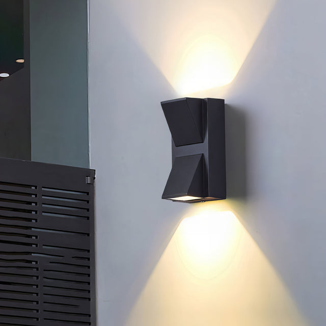 Banks - Dual Head Up/Down Black LED Wall Light Outdoor