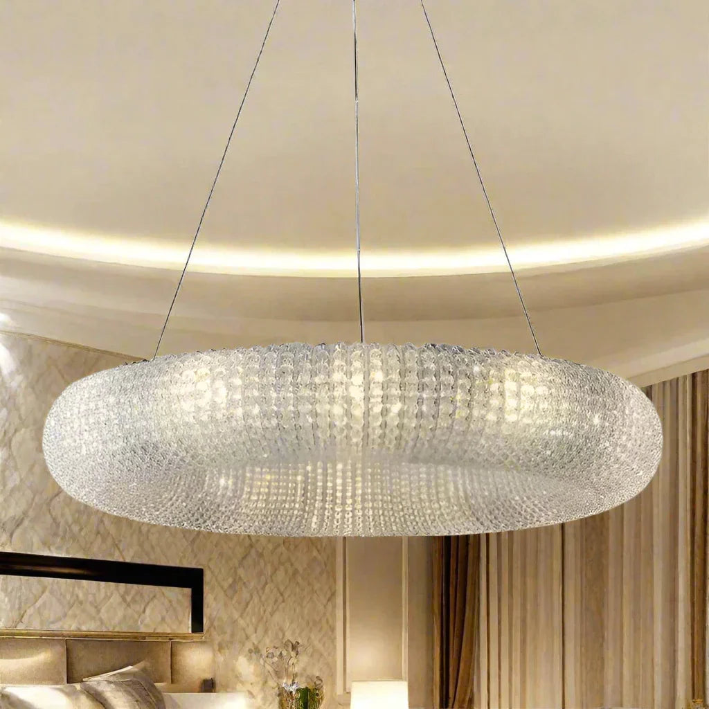 Ethereal Crystal LED Chandelier – Modern Silver & Gold K9 Crystal Light for Living Room & Dining