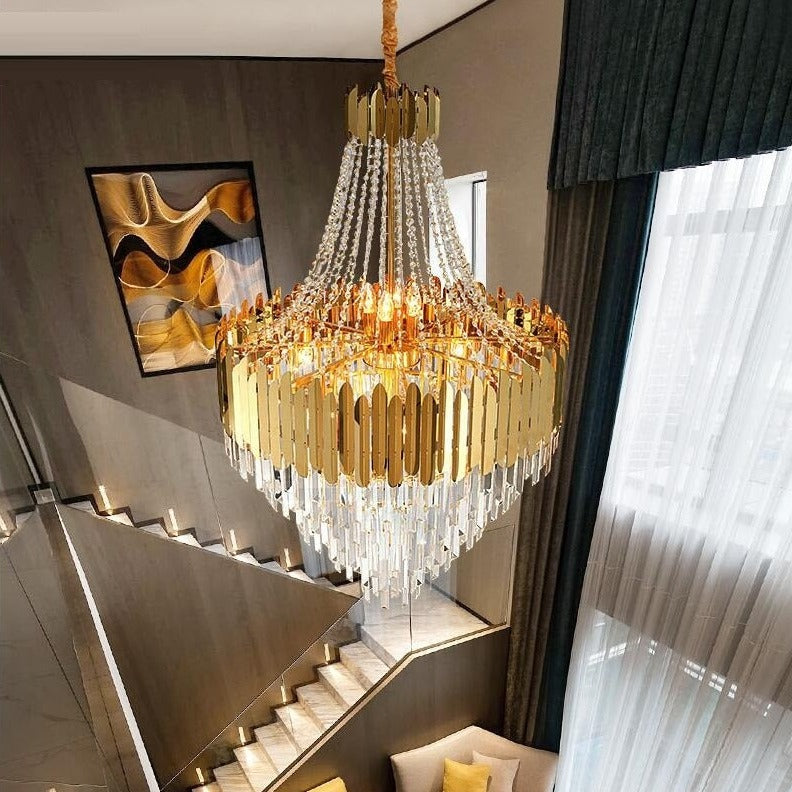 Santa Barbara Chandelier – Luxury American-Style Crystal LED Pendant Light | Gold Finish & K9 Crystals, Perfect for Living & Dining Rooms