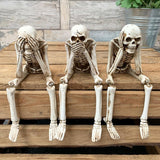 Halloween Skull Figurines Set – 3 Resin Skeleton Ornaments for Indoor and Outdoor Scary Halloween Decorations 0