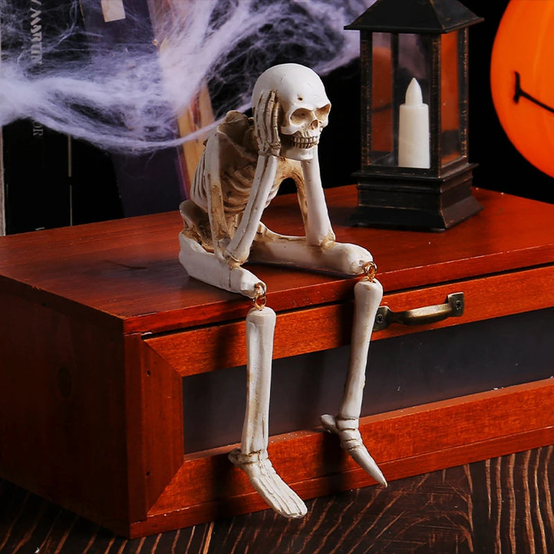 Halloween Skull Figurines Set – 3 Resin Skeleton Ornaments for Indoor and Outdoor Scary Halloween Decorations 2
