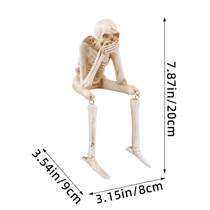 Halloween Skull Figurines Set – 3 Resin Skeleton Ornaments for Indoor and Outdoor Scary Halloween Decorations 5