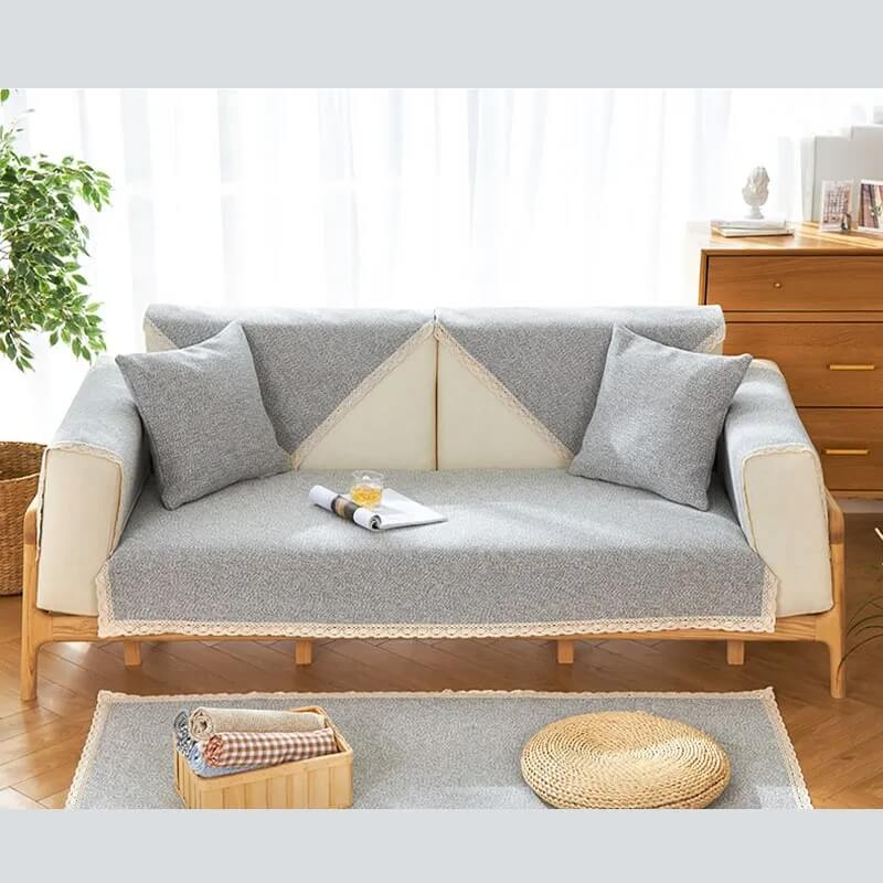 Hand-Woven Cotton Linen Non-Slip Couch Cover All Seasons