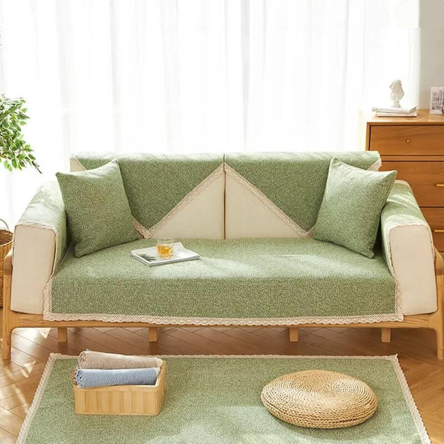 Hand-Woven Cotton Linen Non-Slip Couch Cover All Seasons