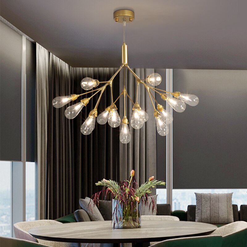 Inflorescence Ceiling Lamp - Nordic Luxury Copper LED Chandelier | Modern Lighting for Kitchens, Dining Rooms & Hallways