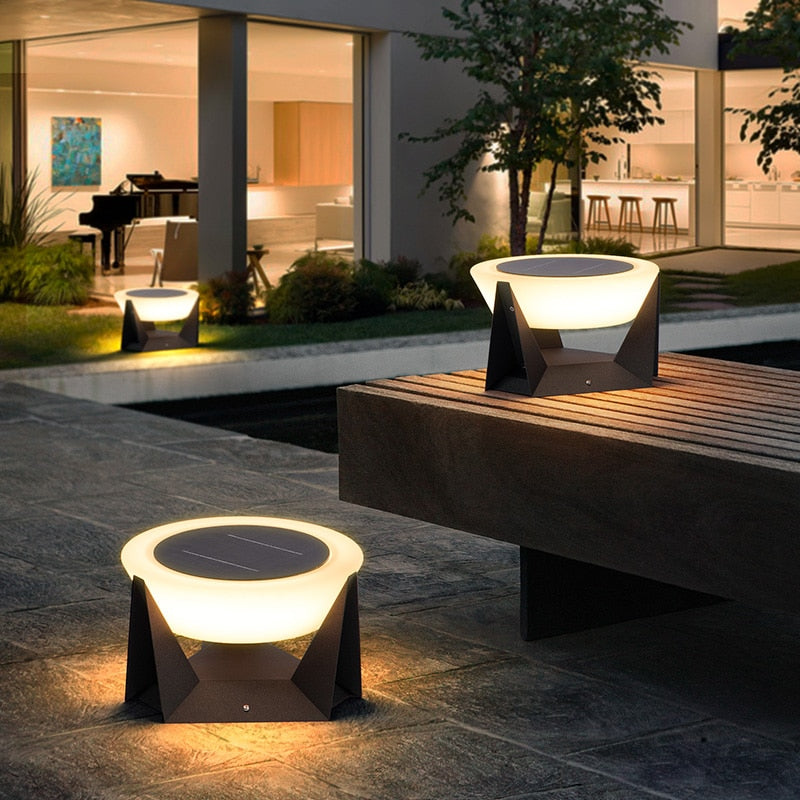 Solar-Powered Outdoor Column Light – Compact Durable Design