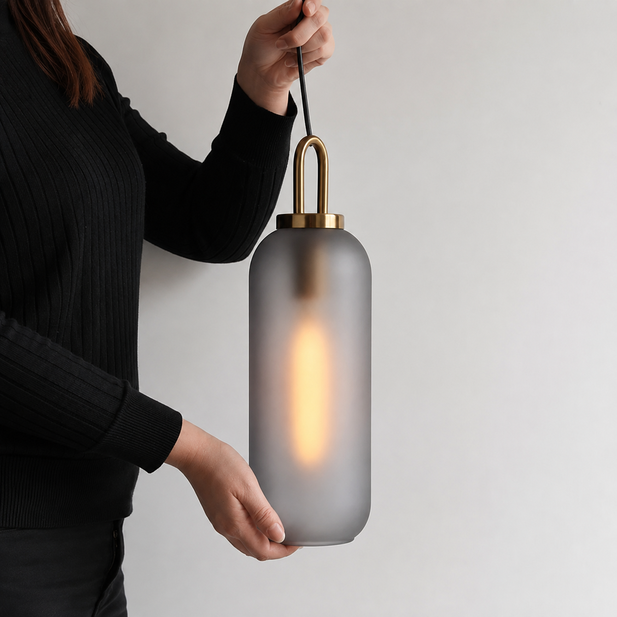 Smoked Glass Pendant Light – Industrial Ceiling Lamp for Kitchen, Dining & Living Room