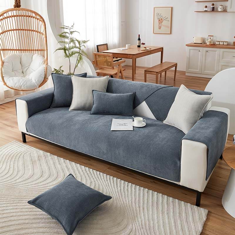 FYFWPA Sofa-Schutzbezug Aus Chenille – Weich, Rutschfest, Mehrteilig, Dunkelgrau, 90x240 Cm, Schützt Vor Flecken & Haustieren