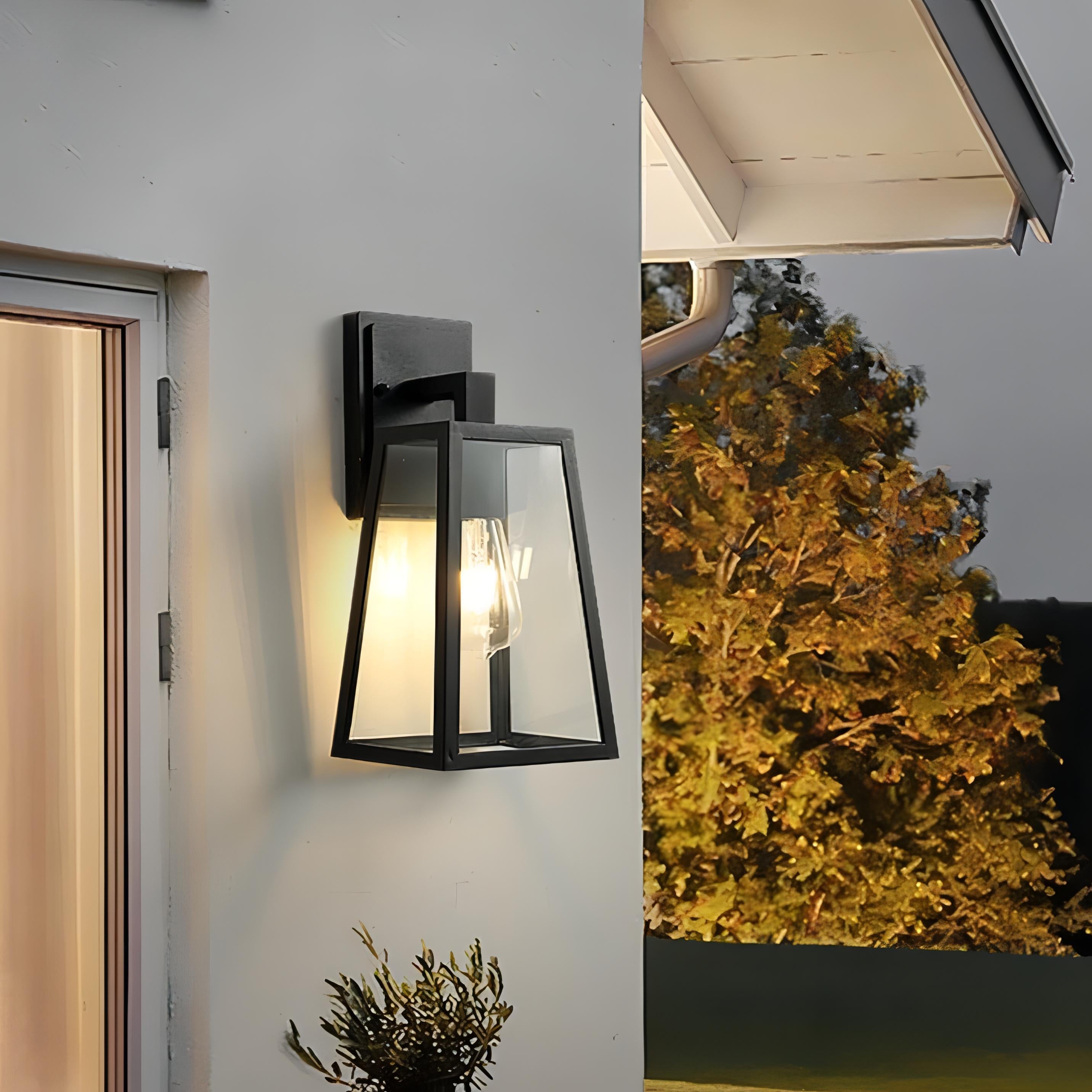 Belar - Glass Black Caged Bulb Outdoor Wall Light Fixture